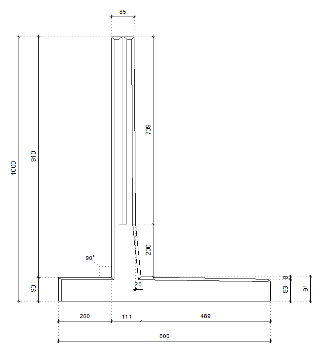 L-retaining walls (with heel)