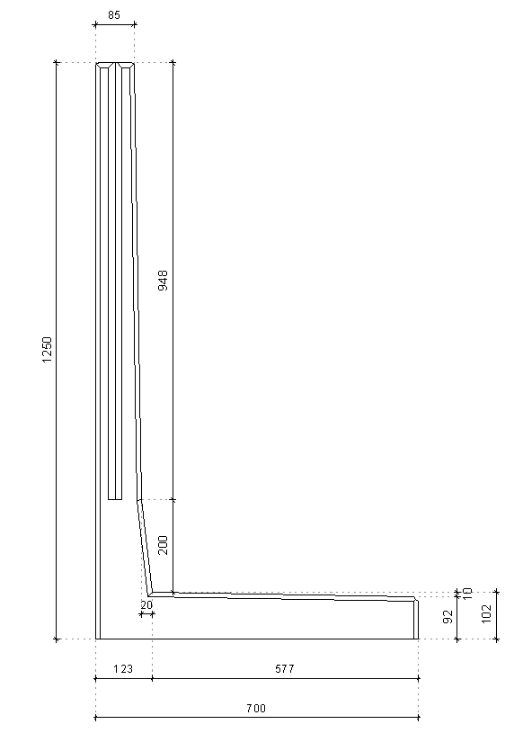 L-retaining walls (without heel)