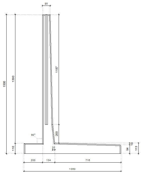 L-retaining walls (with heel)