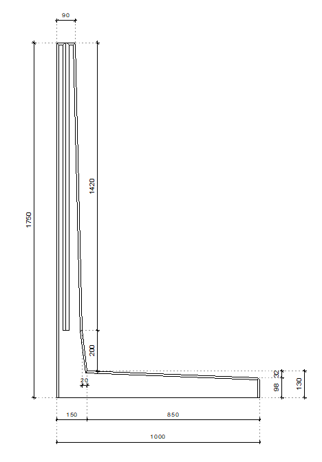 L-retaining walls (without heel)