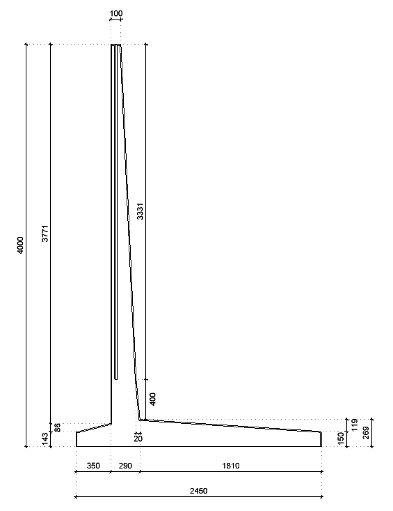 L-retaining walls (with heel)